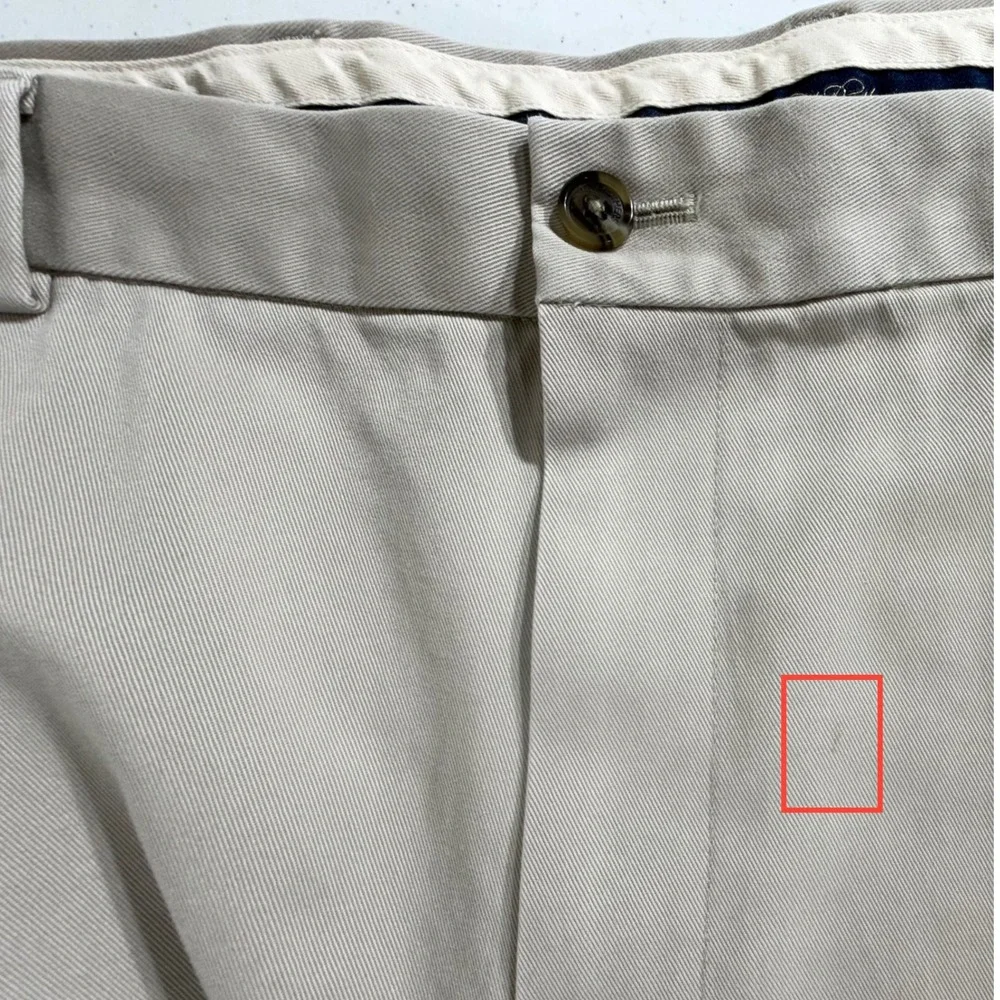 Brooks Brothers Elliot Advantage Chinos 40x30 (40x37) Tan Pleated Cuffed READ
